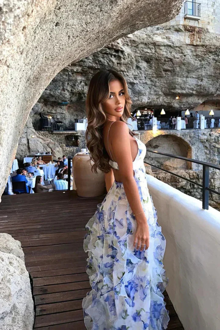 Uri | Vestido Midi Floral con Olanes