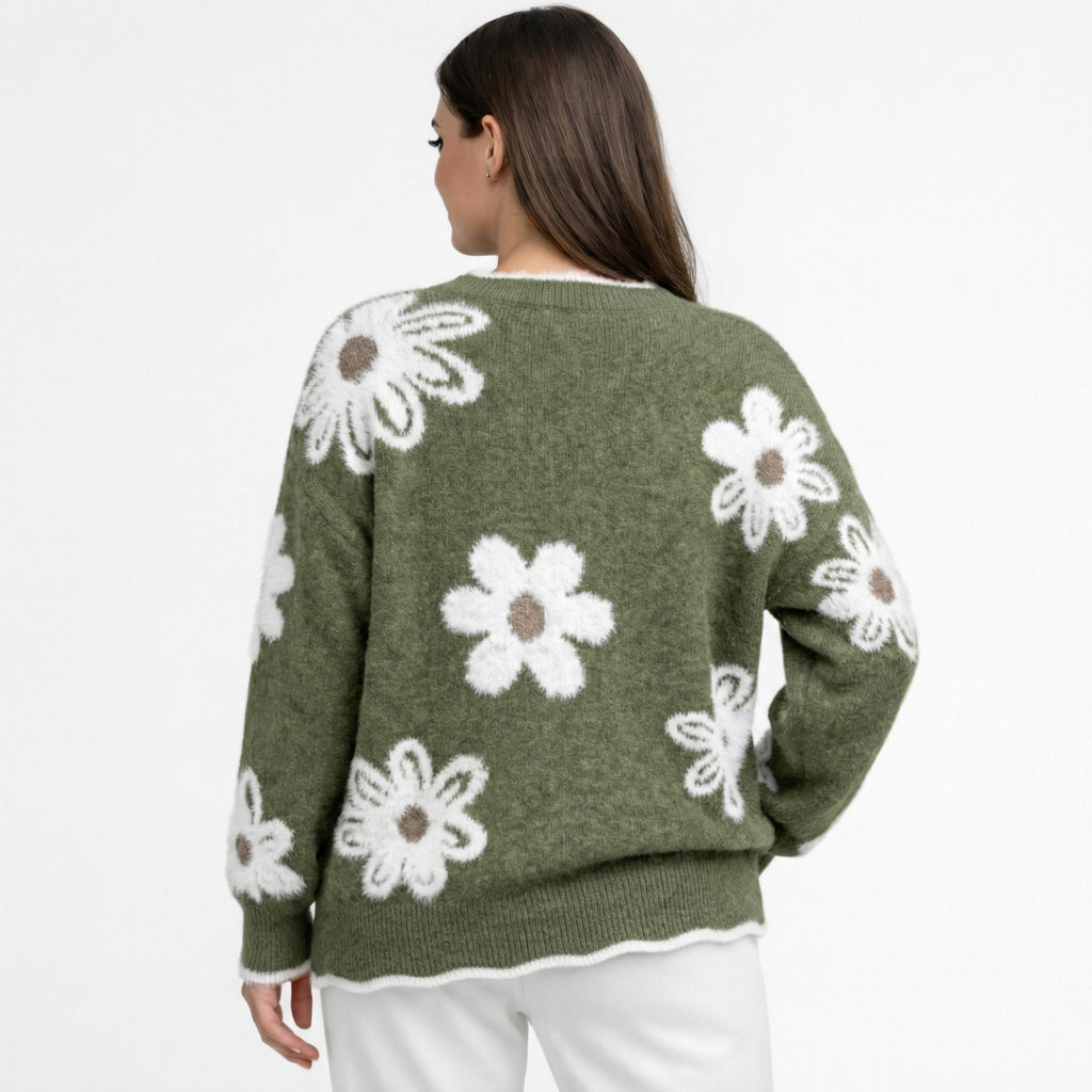 Thea | Sweater Floral Blanco